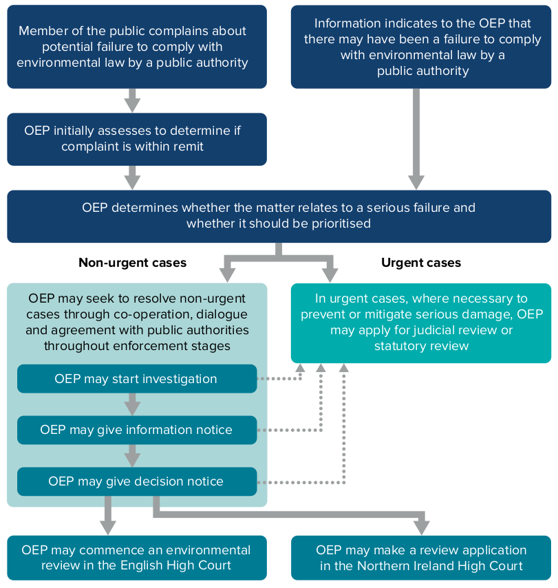 Graphical summary of the OEP enforcement function
